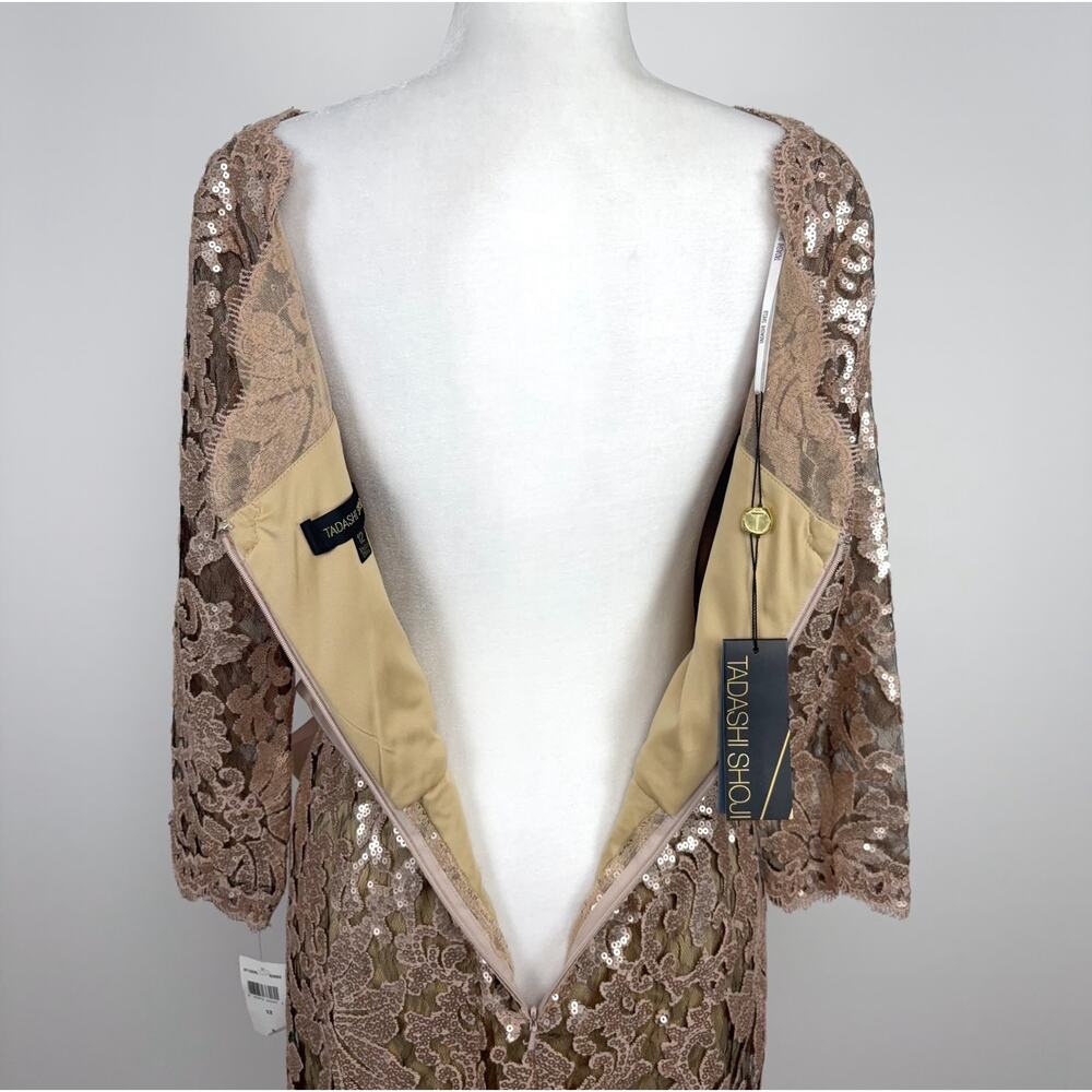 NWT Tadashi Shoji Paillette Embroidered Gown in Gisng Size 12 - Picture 7 of 16